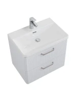 Тумба с раковиной BelBagno Due 60 ручки матовый атласный никель, bianco lucido