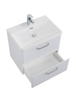 Тумба с раковиной BelBagno Due 60 ручки матовый атласный никель, bianco lucido