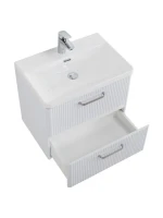Тумба с раковиной BelBagno Due 60 ручки матовый атласный никель, bianco lucido