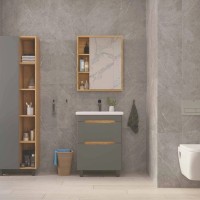 Мебель для ванной комнаты SanStar Diva 60 дуб вотан, графит софт, раковина Фостер 60