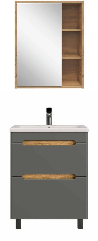 Мебель для ванной комнаты SanStar Diva 60 дуб вотан, графит софт, раковина Фостер 60