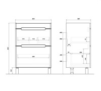 Мебель для ванной комнаты SanStar Diva 60 дуб вотан, графит софт, раковина Фостер 60