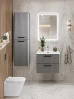 Тумба с раковиной BelBagno Due 50 ручки матовый темный никель, сатин