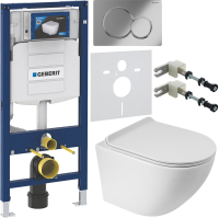 Комплект Унитаз подвесной BelBagno Sfera-r + Крышка BB901SC с микролифтом + Инсталляция Geberit Duofix UP 320 111.300.00.5 + Кнопка Sigma 01 115.770.21.5 хром + Крепления 111.815.00.1 к стене + Звукоизоляция