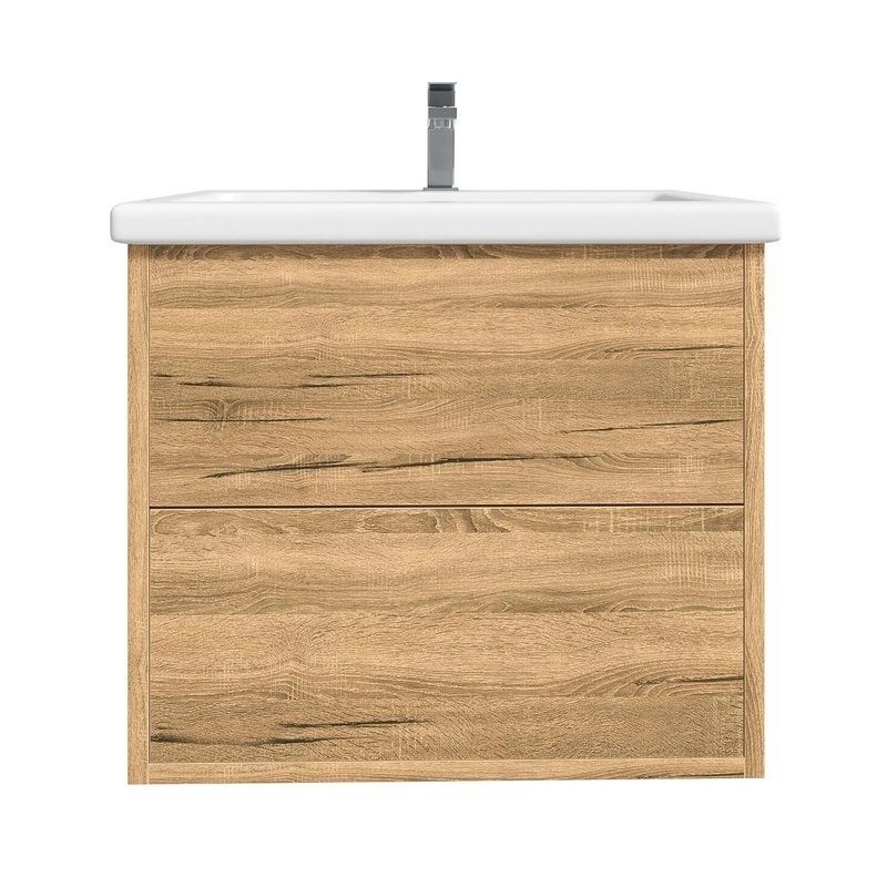 Тумба с раковиной SanStar Siva 50 подвесная, дуб вотан, раковина Фостер