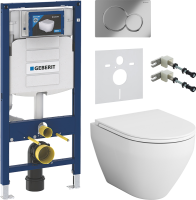 Комплект Унитаз подвесной AM.PM Spirit V2.0 с микролифтом + Инсталляция Geberit Duofix UP 320 111.300.00.5 + Кнопка Sigma 01 115.770.21.5 хром + Звукоизоляция + Крепления 111.815.00.1 к стене