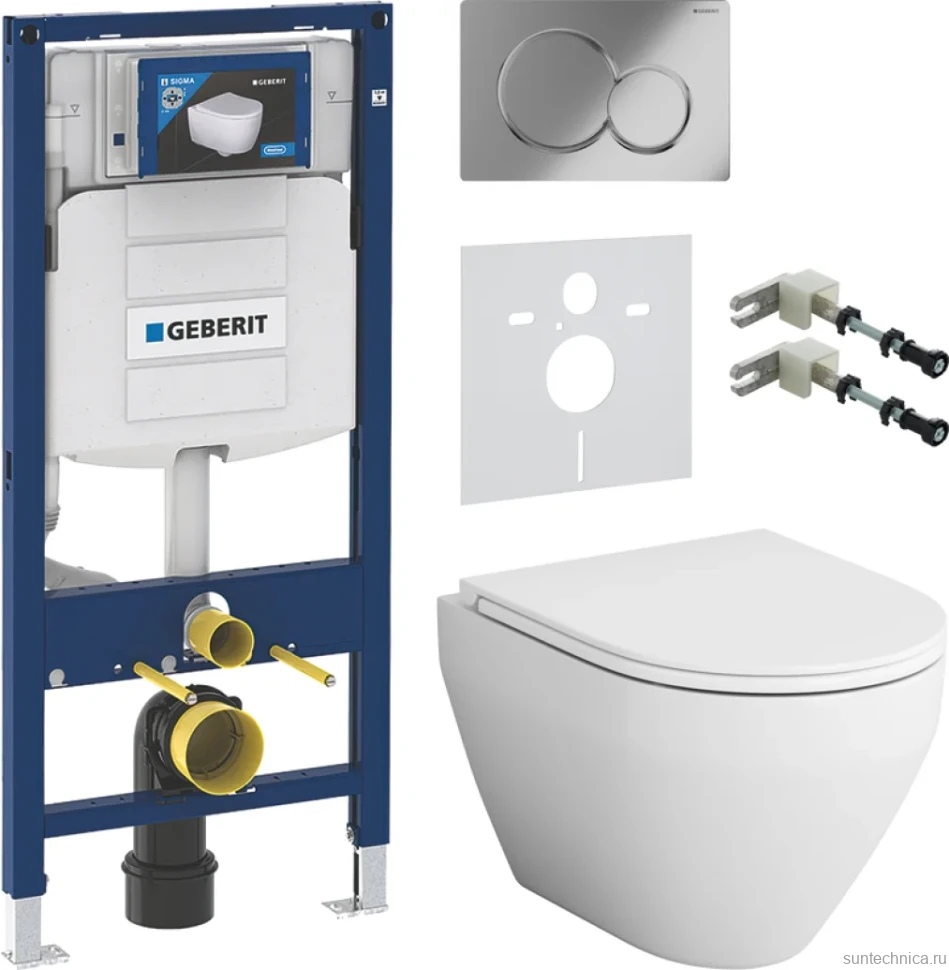 Комплект Унитаз подвесной AM.PM Spirit V2.0 с микролифтом + Инсталляция Geberit Duofix UP 320 111.300.00.5 + Кнопка Sigma 01 115.770.21.5 хром + Звукоизоляция + Крепления 111.815.00.1 к стене