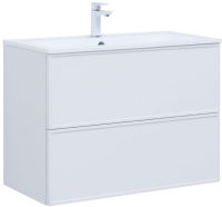 Тумба под раковину без столешницы Aquanet Арт 90 подвесная, белая матовая