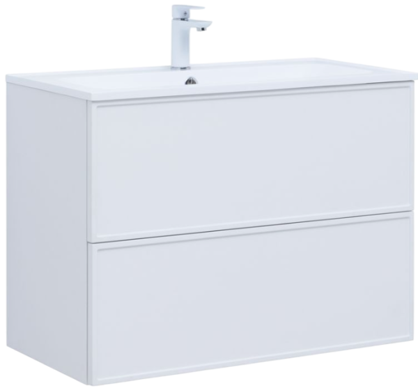 Тумба под раковину без столешницы Aquanet Арт 90 подвесная, белая матовая