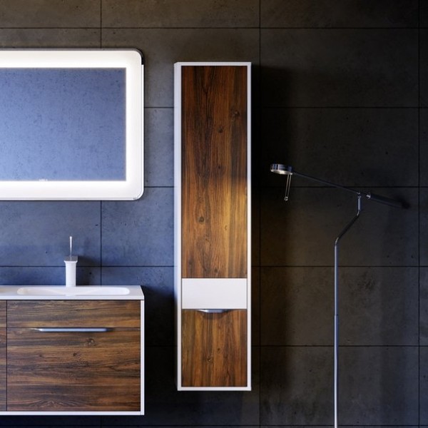 Шкаф пенал для ванной Aqwella 5 stars Malaga R крафт темный