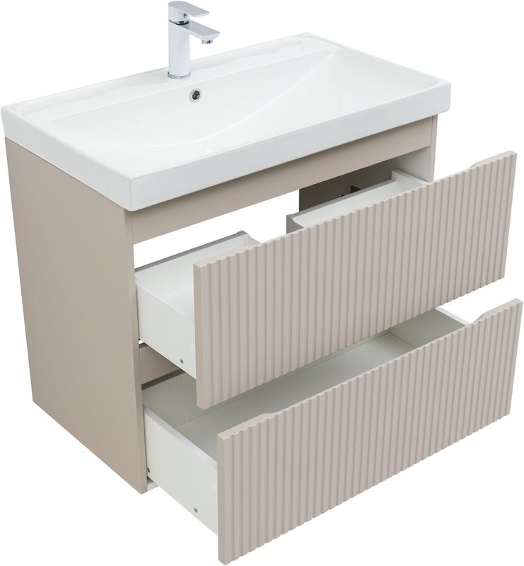 Тумба под раковину без столешницы Aquanet Джейн (Flat) 80 подвесная, бежевая