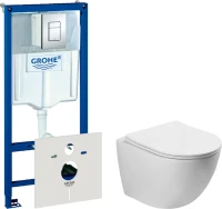 Комплект Унитаз подвесной Vincea Globo VT1-14S белый + Инсталляция Grohe Rapid SL 38772001 3 в 1 с кнопкой смыва + Шумоизоляция 37131000