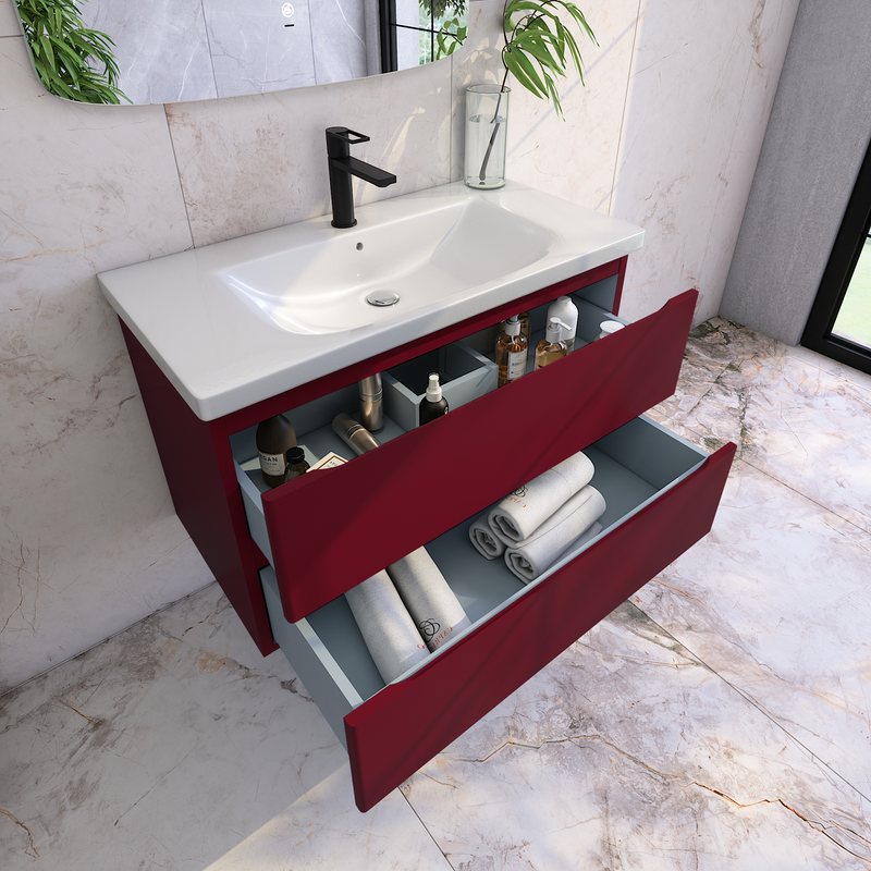 Мебель для ванной комнаты Caprigo Forte 90 подвесная, бордовая
