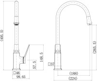 Смеситель для кухни Fashun A4186-7A с гибким изливом, черный Смеситель для кухни Fashun A4186-7A с гибким изливом, черный