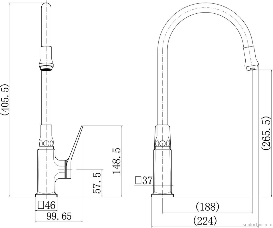 Смеситель для кухни Fashun A4186-7A с гибким изливом, черный