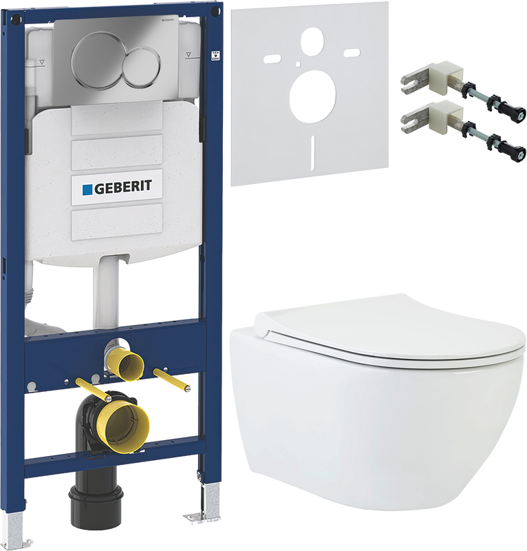 Комплект Унитаз подвесной beWash Bogen 88303201 с сиденьем микролифт белый + Крепления Geberit Duofix 111.815.00.1 к стене + Звукоизоляция + Инсталляция UP 320 111.300.00.5 + Кнопка Sigma 01 115.770.21.5 хром