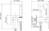Гигиенический душ Wasserkraft A71138 со смесителем, С ВНУТРЕННЕЙ ЧАСТЬЮ, хром