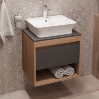 Тумба с раковиной Teymi Ritta 55 дуб эврика, матовый графит, раковина Aina 49