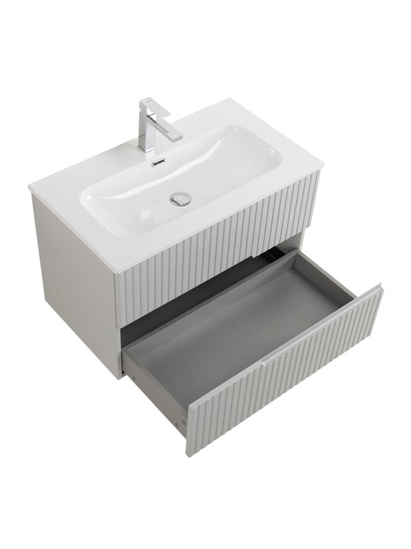 Мебель для ванной комнаты Cezares Duet-n 80 подвесная, 2 ящика, жемчужная серая