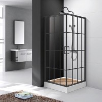 Душевой уголок Ceruttispa Muza 90 N 90x90, профиль матовый черный, стекло прозрачное