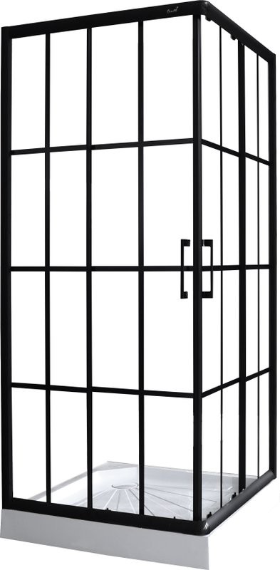 Душевой уголок Ceruttispa Muza 90 N 90x90, профиль матовый черный, стекло прозрачное