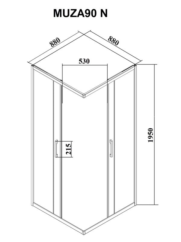 Душевой уголок Ceruttispa Muza 90 N 90x90, профиль матовый черный, стекло прозрачное