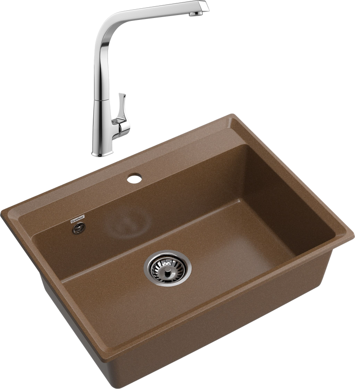 Комплект Мойка GranFest Level LV-660 терракот + Смеситель MEGA Mega