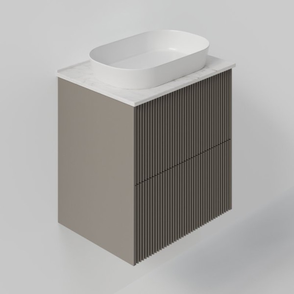 Тумба под раковину со столешницей La Fenice Terra Twin 60 подвесная, cappuccino, столешница белый мрамор