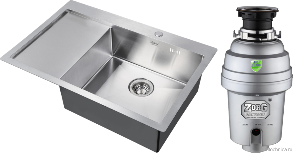 Комплект Мойка Zorg Inox R 7851 R + Измельчитель Inox D