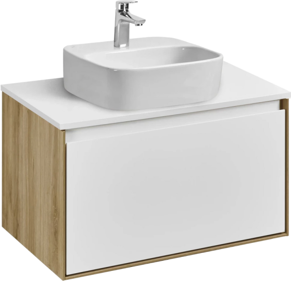 Тумба с раковиной AQUATON Либерти 70 со столешницей белый глянец, раковина Одри 42