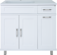 Тумба под раковину без столешницы Misty Купер 90 L белая, с бельевой корзиной