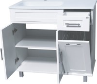 Тумба под раковину без столешницы Misty Купер 90 L белая, с бельевой корзиной