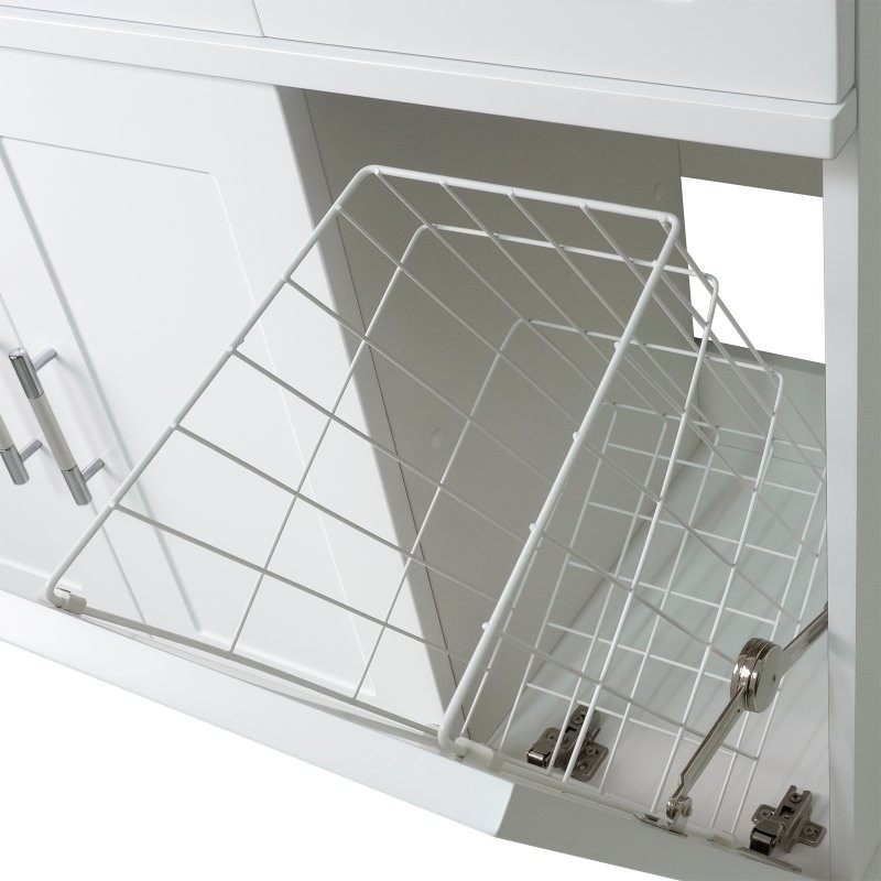 Тумба под раковину без столешницы Misty Купер 90 L белая, с бельевой корзиной