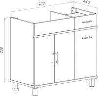 Тумба под раковину без столешницы Misty Купер 90 L белая, с бельевой корзиной