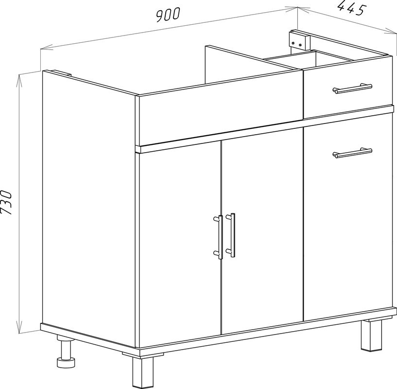 Тумба под раковину без столешницы Misty Купер 90 L белая, с бельевой корзиной