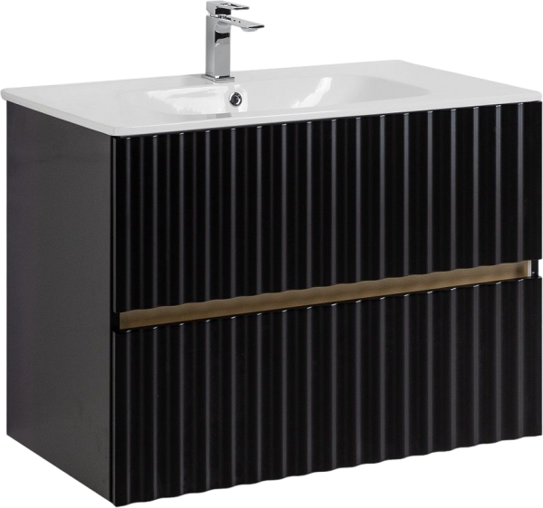 Тумба с раковиной Art&Max Elegant 80 подвесная, черная матовая