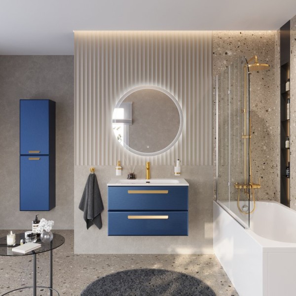 Мебель для ванной комнаты Cezares Eco Cer-N 80 sapfiro, раковина Eco 80, ручки сатиновое золото