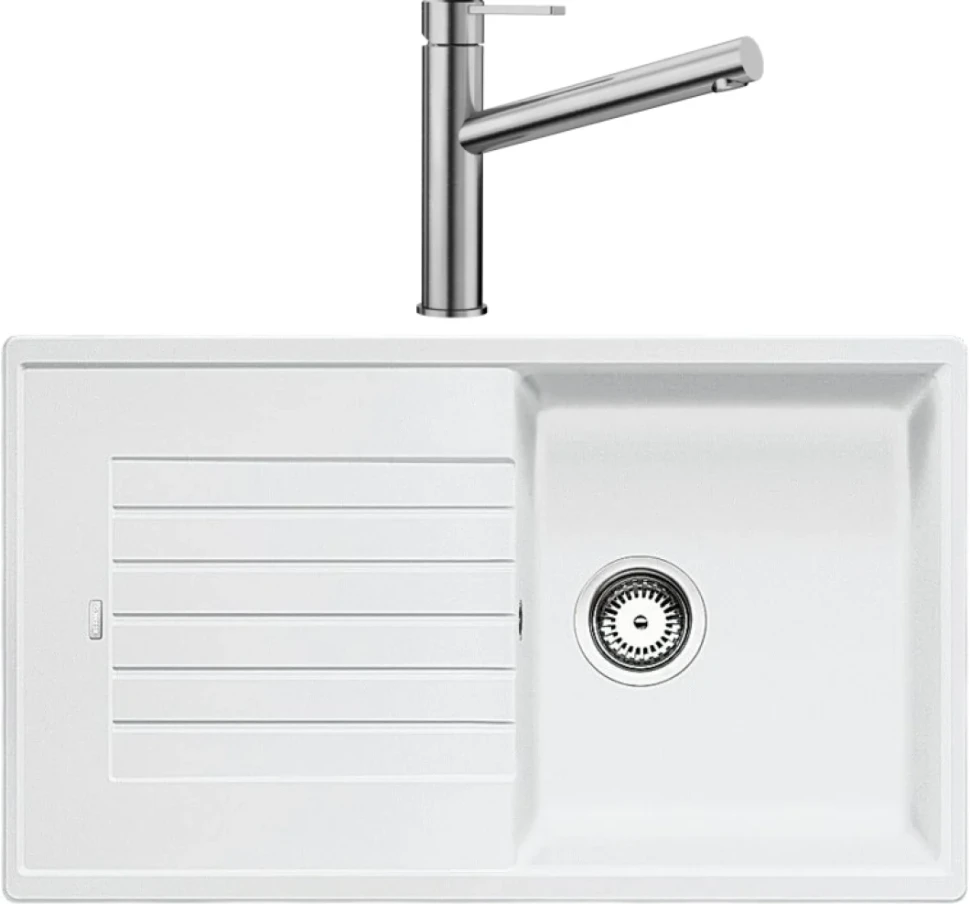 Комплект Мойка Blanco Zia 5S 520515 белая + Смеситель Ambis Ambis 523118