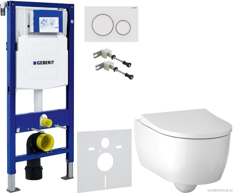 Комплект Унитаз подвесной Geberit iCon 500.784.01.1 с сиденьем и быстросъемной крышкой с микролифтом + Крепления Duofix 111.815.00.1 к стене + Звукоизоляция + Инсталляция UP 320 111.300.00.5 + Кнопка Sigma 20 115.882.11.1 белая