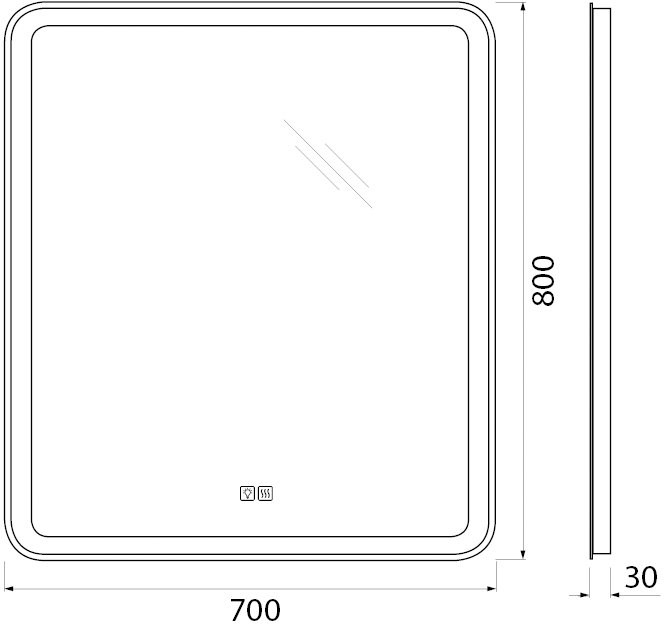 Зеркало BelBagno Marino 70х80 с подсветкой