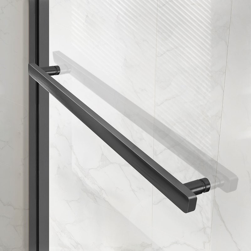 Душевой уголок Vincea Slim Soft VSR-1SS9015CLGM 150x90, профиль вороненая сталь, стекло прозрачное