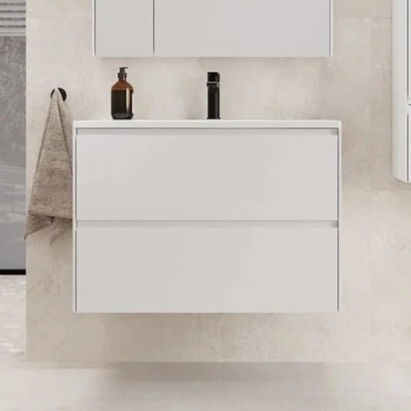 Тумба с раковиной Style Line Лима 100 см подвесная LINE 100 2 ящика PLUS Белый Матовый ЭМАЛЬ