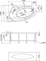 Акриловая ванна Marka One Julianna L 170x100 см, угловая, левая, пристенная, белая, асимметричная