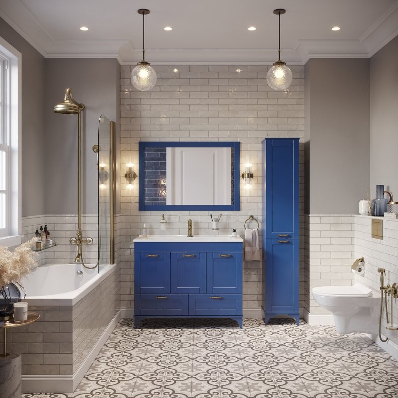 Мебель для ванной комнаты Sanflor Ванесса 105, напольная, индиго