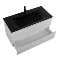 Тумба с раковиной BelBagno Marino 100 подвесная, bianco opaco, черная раковина