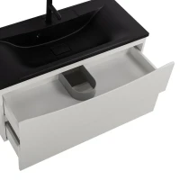 Тумба с раковиной BelBagno Marino 100 подвесная, bianco opaco, черная раковина