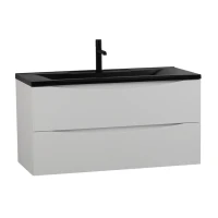 Тумба с раковиной BelBagno Marino 100 подвесная, bianco opaco, черная раковина