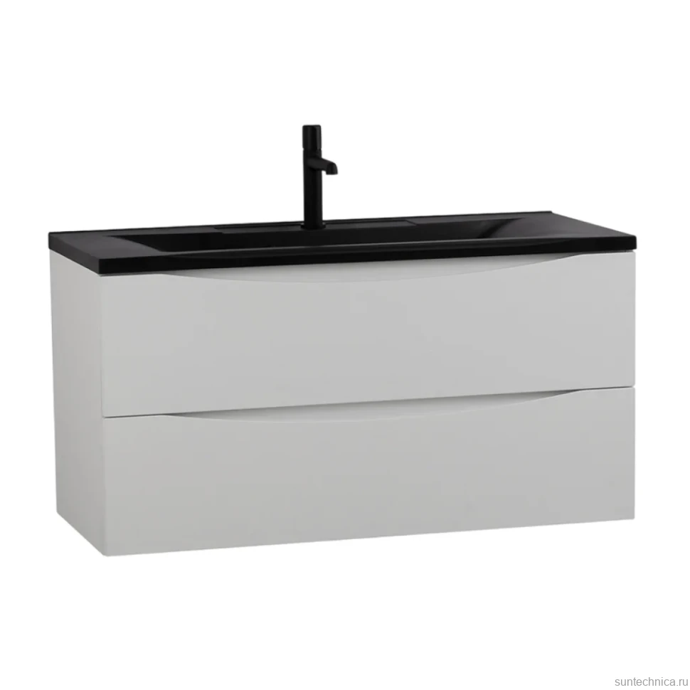 Тумба с раковиной BelBagno Marino 100 подвесная, bianco opaco, черная раковина