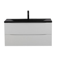 Тумба с раковиной BelBagno Marino 100 подвесная, bianco opaco, черная раковина