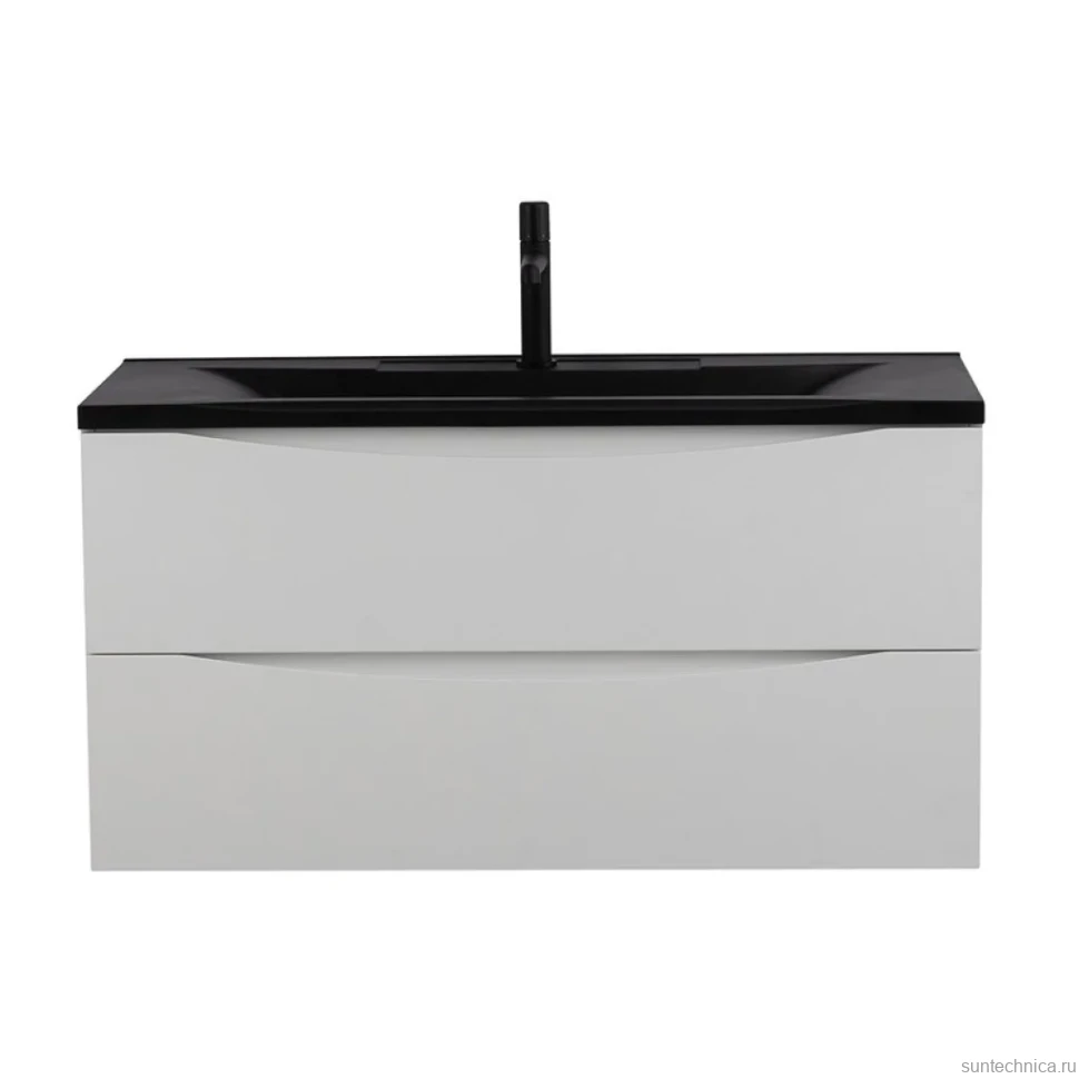 Тумба с раковиной BelBagno Marino 100 подвесная, bianco opaco, черная раковина
